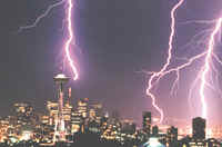 Lightning over city